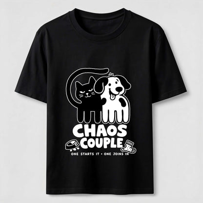 Chaos Couple Cat And Dog Tee
