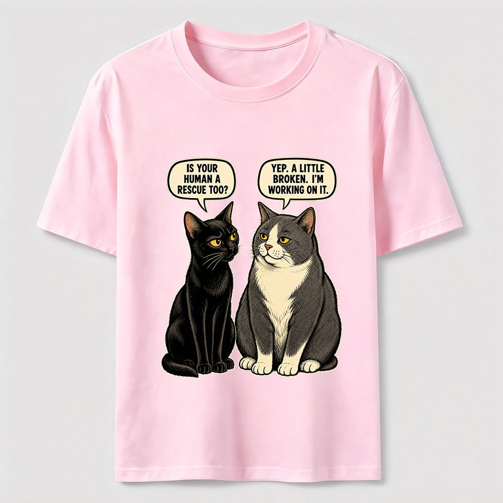 Rescue Human Cat Conversation T-Shirt