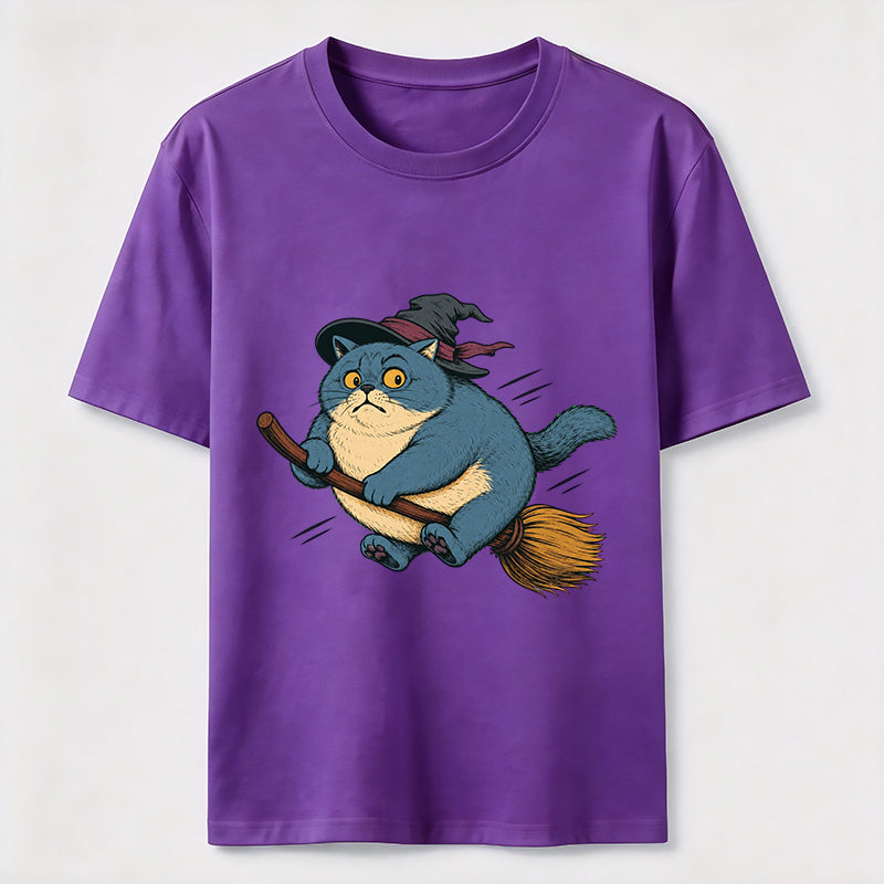 Witch Cat On A Broom T-Shirt