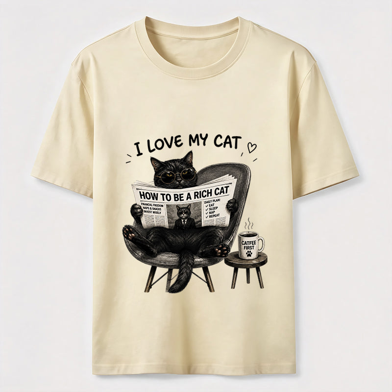 How To Be A Rich Cat Shirt Lazy Cat Coffee Lover Graphic Tee