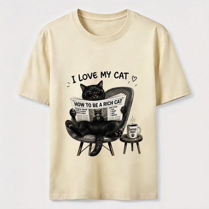 How To Be A Rich Cat Shirt Lazy Cat Coffee Lover Graphic Tee