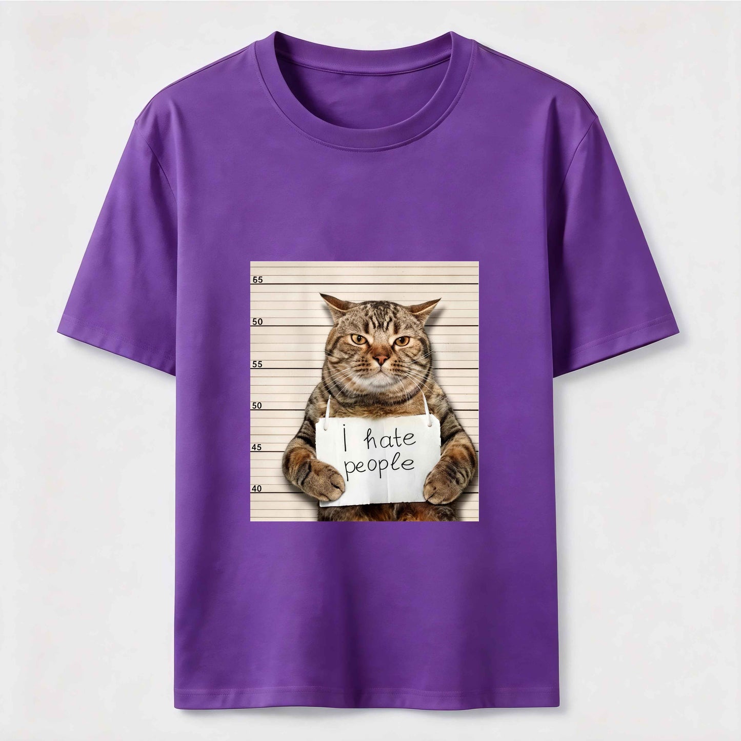 I Hate People Funny Mugshot Cat Graphic Tee