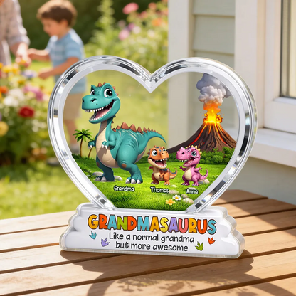 “Grandmasaurus” Personalized Acrylic Plaque - Custom Cartoon Dinosaur Gift for Grandma