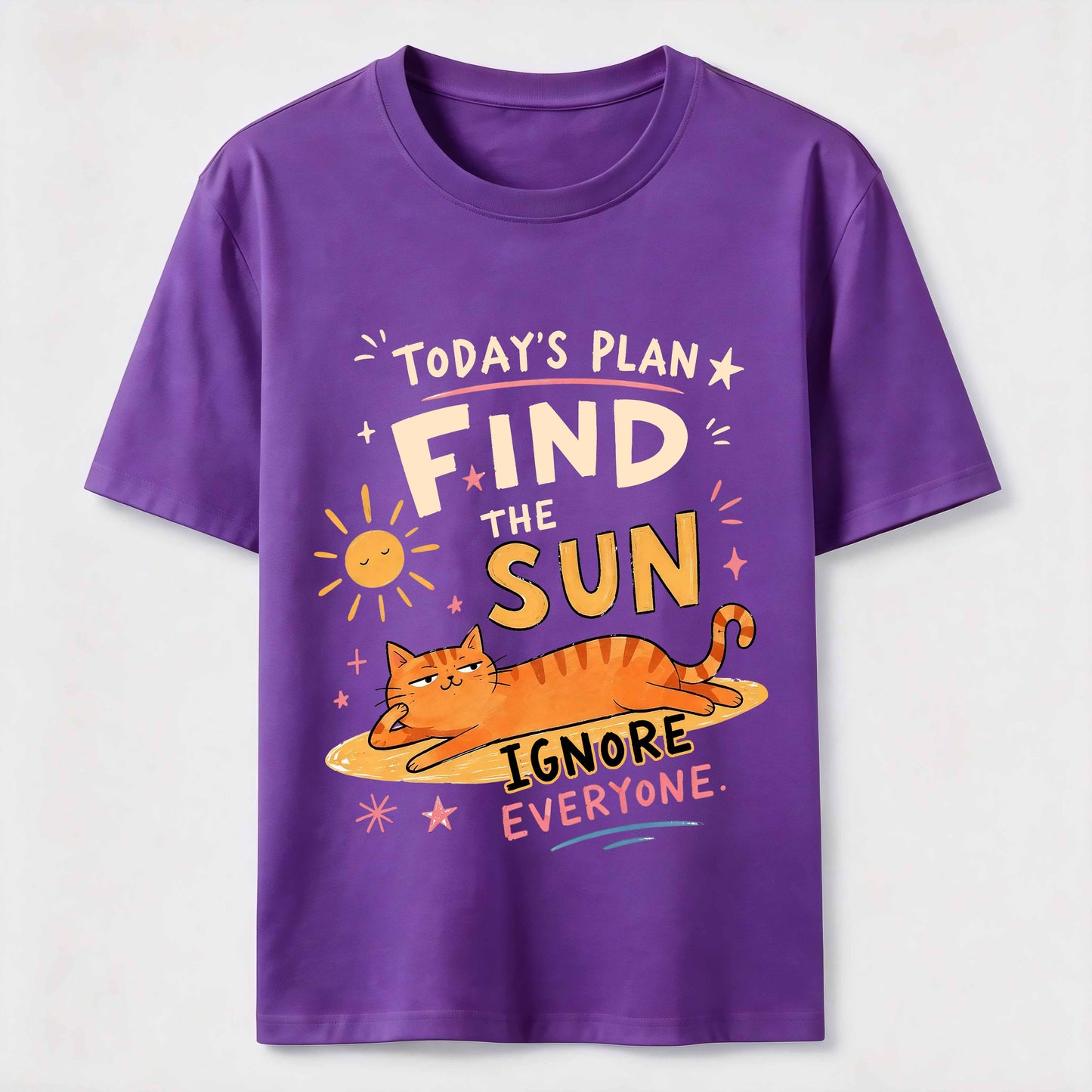 Sun-Seeking Orange Cat T-Shirt