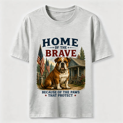 Home of the Brave Patriotic Bulldog T-Shirt