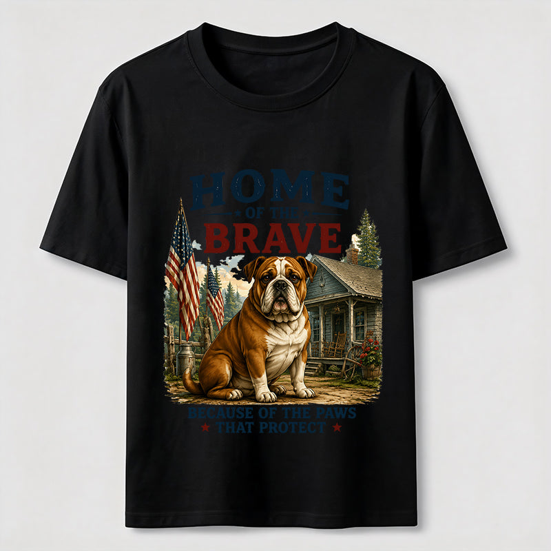 Home of the Brave Patriotic Bulldog T-Shirt