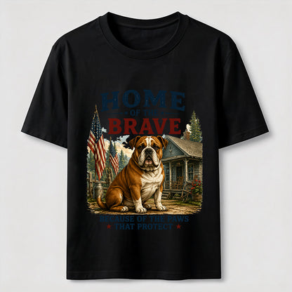 Home of the Brave Patriotic Bulldog T-Shirt