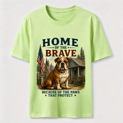 Home of the Brave Patriotic Bulldog T-Shirt
