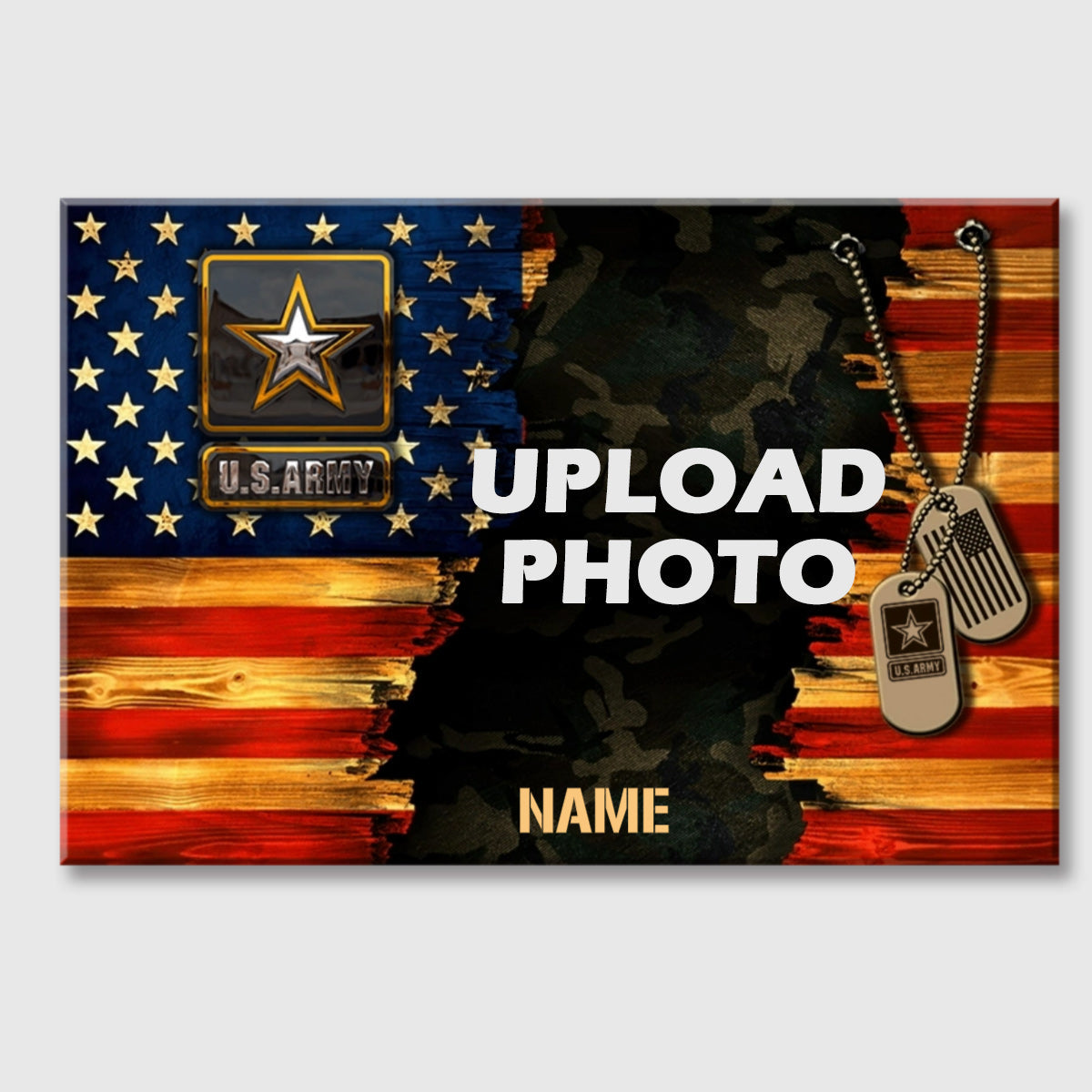 Personalized American Soldier Rustic Flag Canvas / Poster - A Gift of Honor for Military Heroes & Veterans