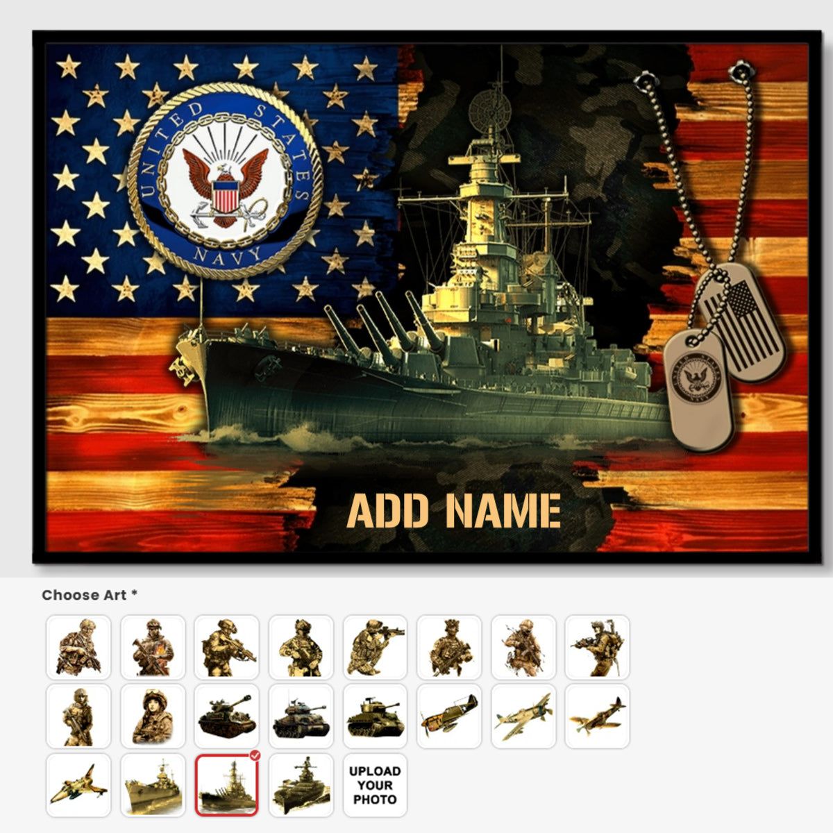 Personalized American Soldier Rustic Flag Canvas / Poster - A Gift of Honor for Military Heroes & Veterans