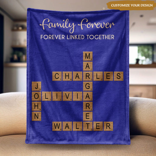 Personalized Family Crossword Blanket - - Customize Your Names