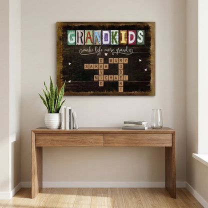 Personalized “Grandkids Make Life More Grand” Canvas - The Perfect Gift for Grandparents
