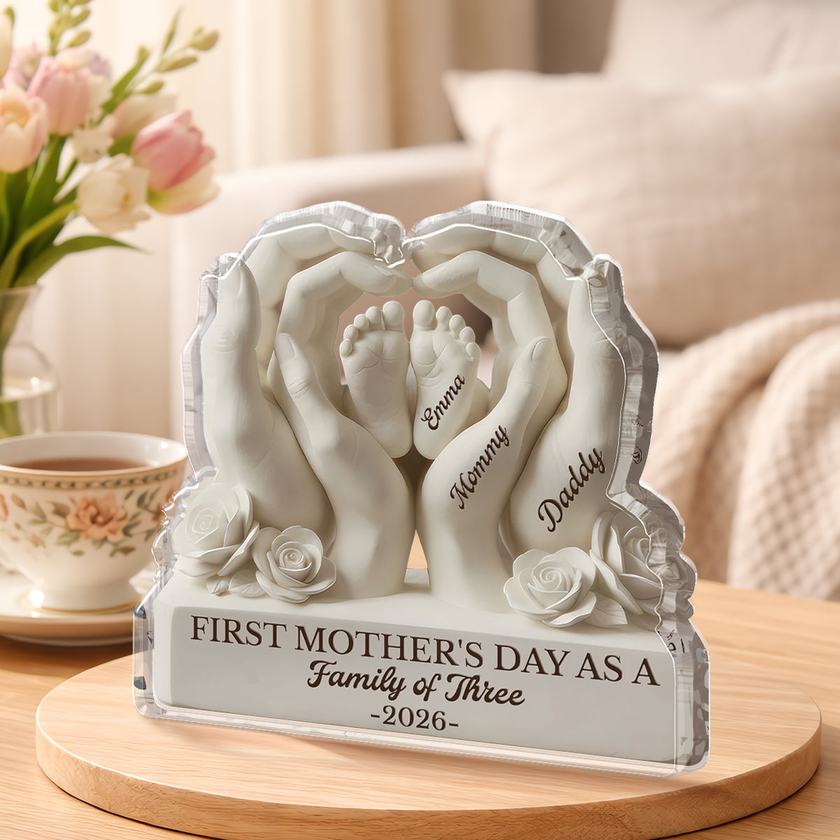 Personalized First Father's Day Plaque personalization view for New Mom / Expecting Mom