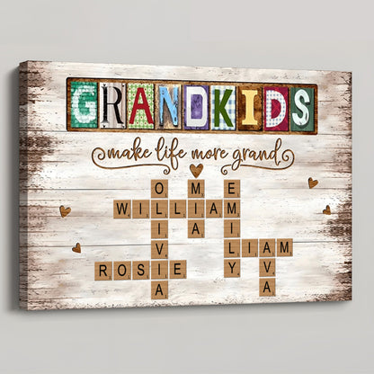 Grandkids Make Life More Grand - Personalized Crossword Puzzle Canvas / Poster