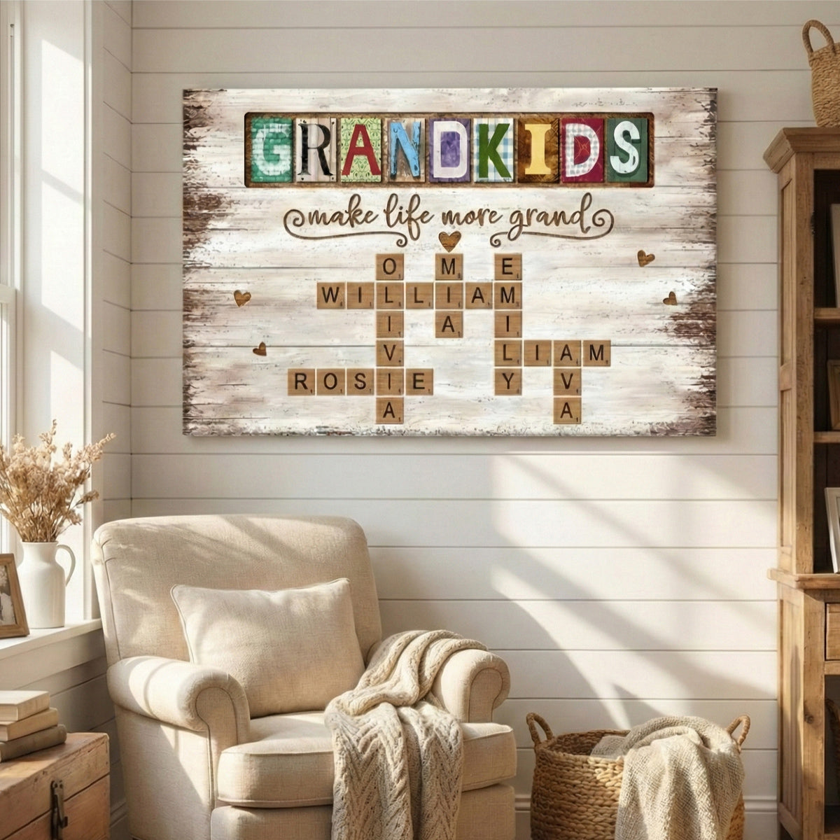 Grandkids Make Life More Grand - Personalized Crossword Puzzle Canvas / Poster