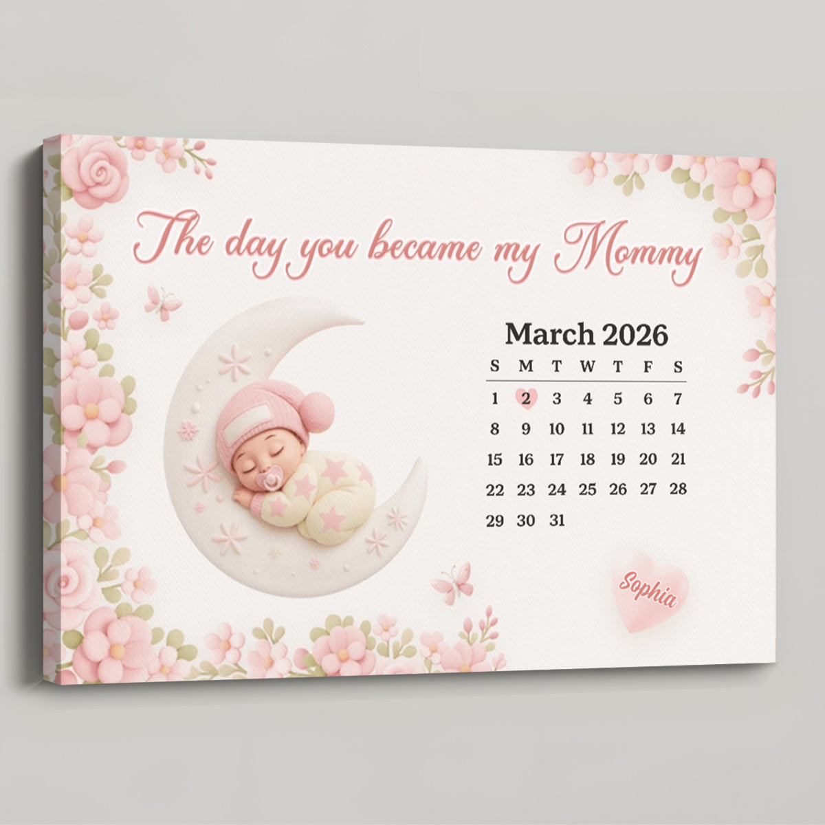 The Day You Became My Mum - Personalised Photo Canvas / Poster From Baby