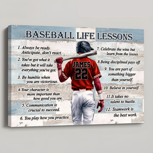 Personalized Baseball Life Lessons Poster / Canvas - Custom Gift For Baseball Lover