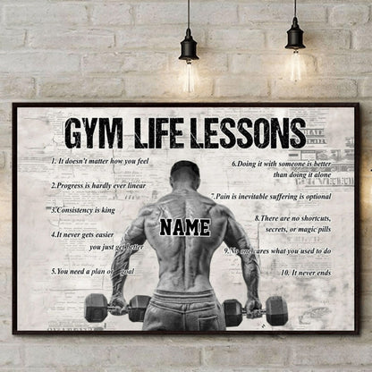 Personalized Gym Life Lessons Poster / Canvas - Custom Gift for Fitness Lovers