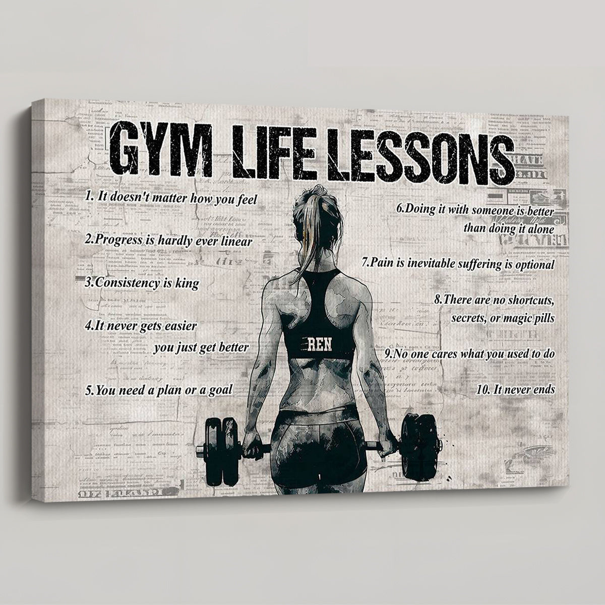 Personalized Gym Life Lessons Poster / Canvas - Custom Gift for Fitness Lovers