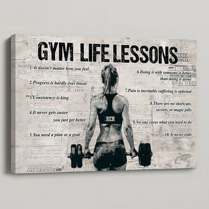 Personalized Gym Life Lessons Poster / Canvas - Custom Gift for Fitness Lovers