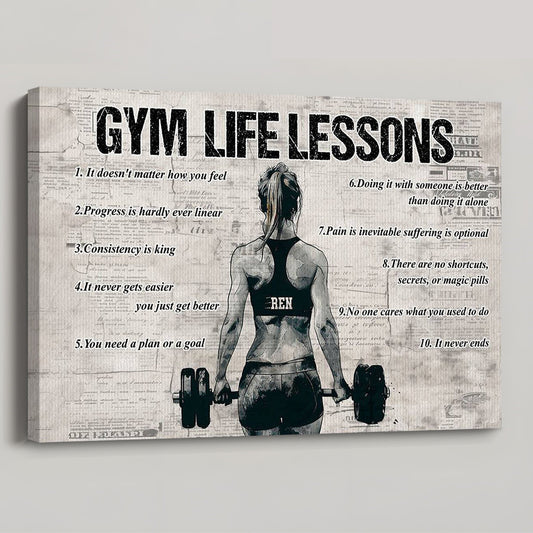 Personalized Gym Life Lessons Poster / Canvas - Custom Gift for Fitness Lovers