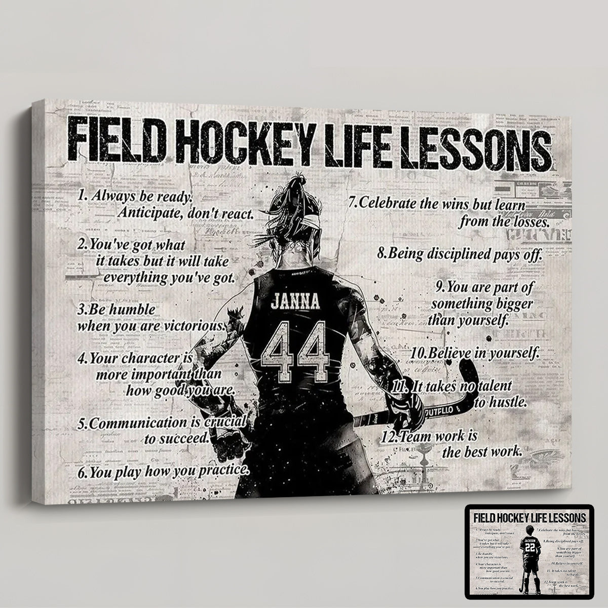 Personalized Field Hockey Life Lessons Poster / Canvas - Gift For Field Hockey Lovers