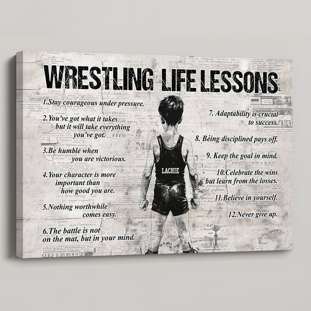 Personalized Wrestling Poster / Canvas - “Life Lessons” Wall Art for Boys & Girls
