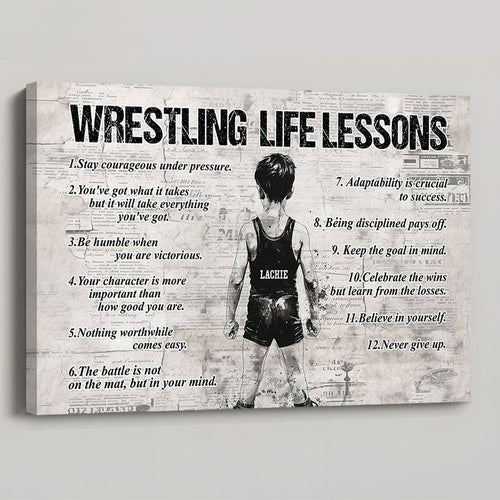 Personalized Wrestling Poster / Canvas - “Life Lessons” Wall Art for Boys & Girls