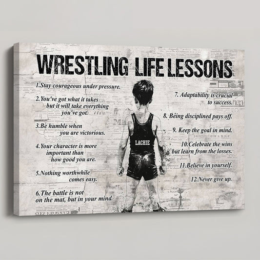 Personalized Wrestling Poster / Canvas - “Life Lessons” Wall Art for Boys & Girls