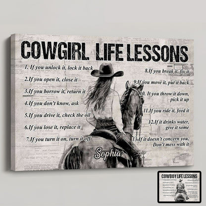 Personalized “Cowboy & Cowgirl” Motivational Poster / Canvas - Custom Gift for Rodeo Fans