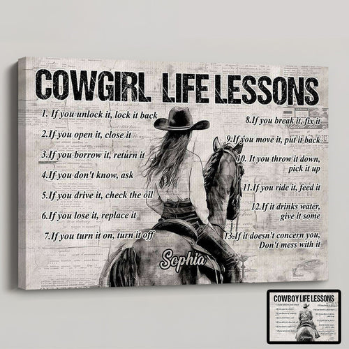 Personalized “Cowboy & Cowgirl” Motivational Poster / Canvas - Custom Gift for Rodeo Fans