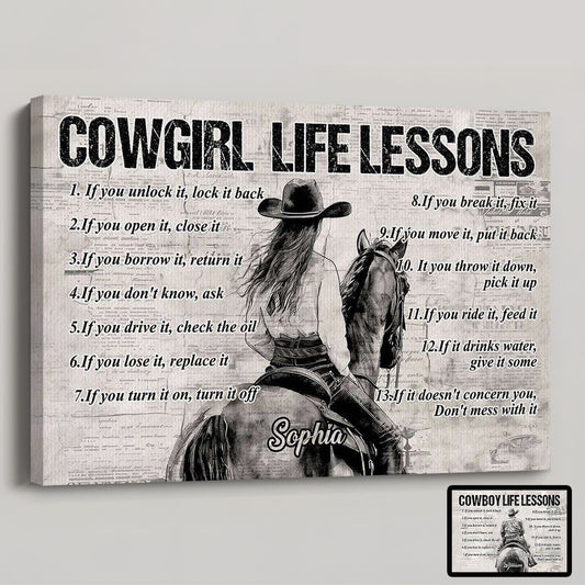 Personalized “Cowboy & Cowgirl” Motivational Poster / Canvas - Custom Gift for Rodeo Fans