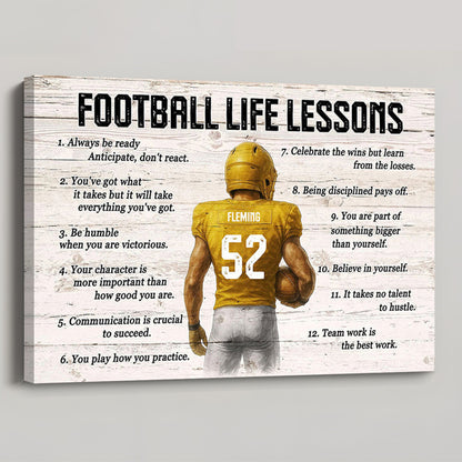 Personalized Football Life Lessons Poster / Canvas - Custom Gift for Teen Boys