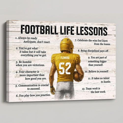 Personalized Football Life Lessons Poster / Canvas - Custom Gift for Teen Boys