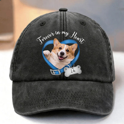 Forever In My Heart - Personalized Custom Dog Photo Memorial Cap