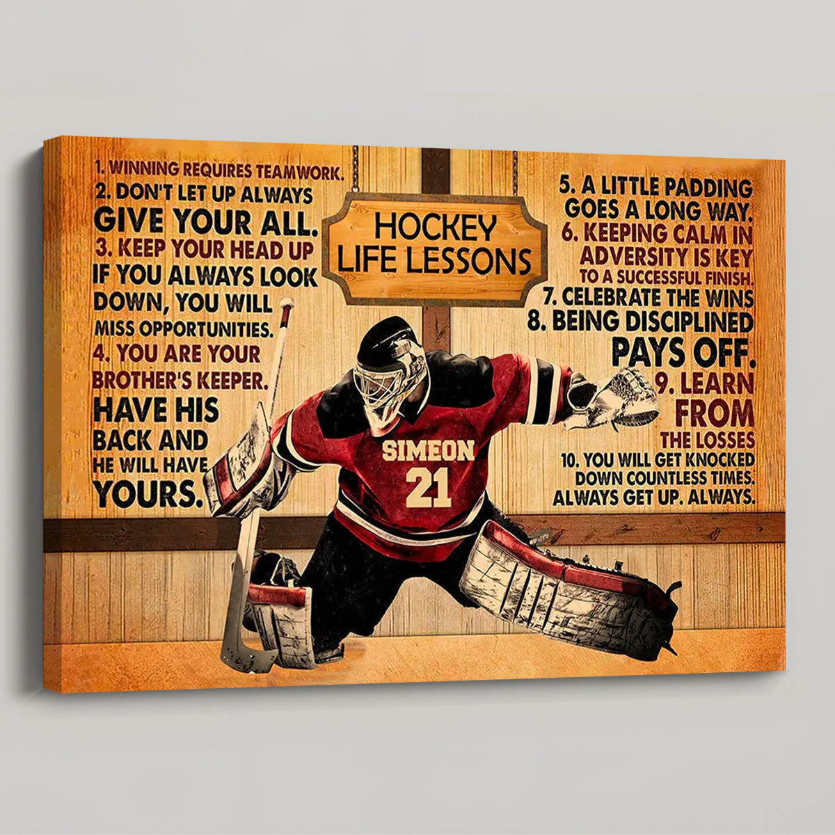 Personalized Hockey Life Lessons Poster / Canvas - Custom Gift for Hockey Sons