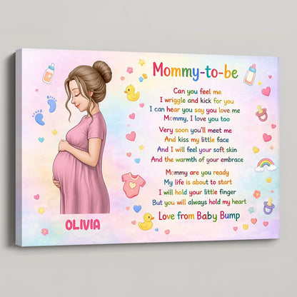 Mommy To Be, Love From Baby Bump - Personalized Stars & Hearts Design Poster / Canvas