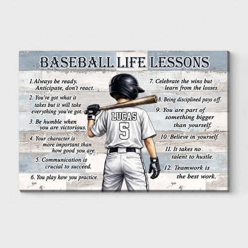 Personalized Baseball Life Lessons Poster / Canvas - Gift for Sports Families