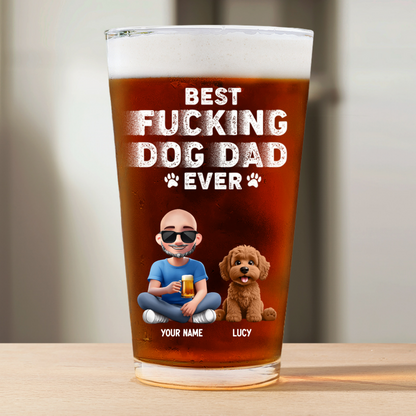 Best Dog Dad Ever - Personalized Beer Glass