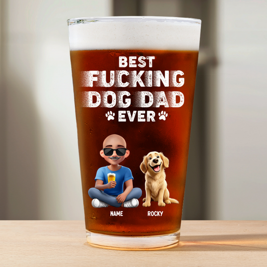 Best Dog Dad Ever - Personalized Beer Glass