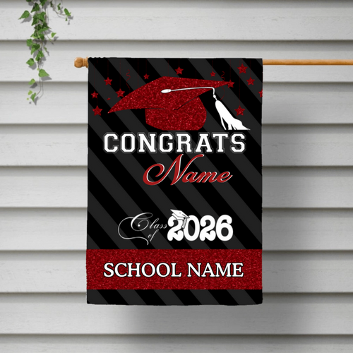 Congrats Class of 2026 - Personalized Graduation Garden Flag