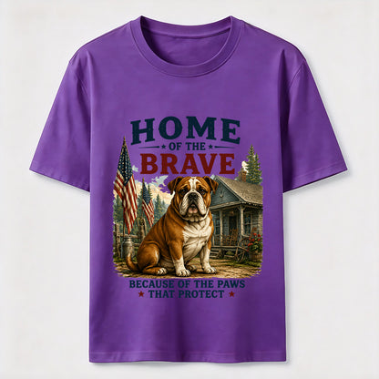 Home of the Brave Patriotic Bulldog T-Shirt