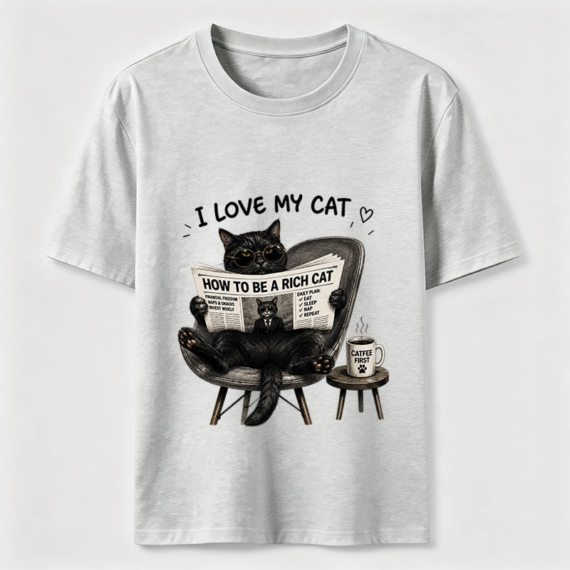 How To Be A Rich Cat Shirt Lazy Cat Coffee Lover Graphic Tee