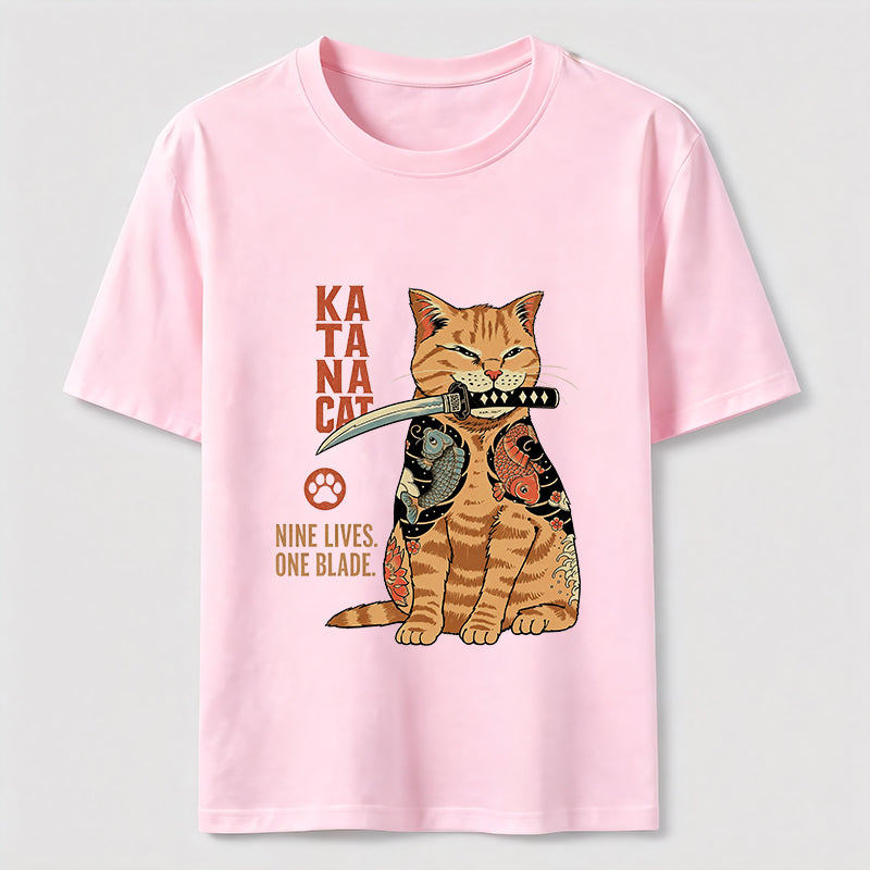 Nine Lives One Blade Samurai Cat T-Shirt