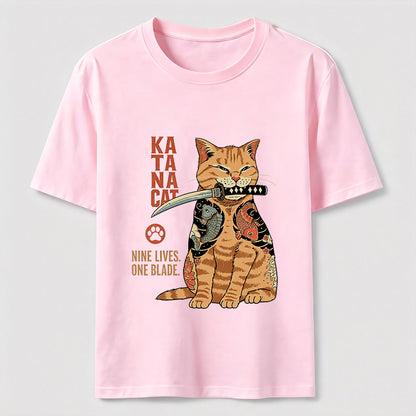 Nine Lives One Blade Samurai Cat T-Shirt
