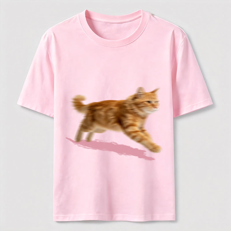 Orange Tabby Cat Running T-Shirt