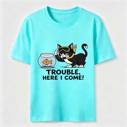 Just Another Day Causing Trouble Funny Cat Tee