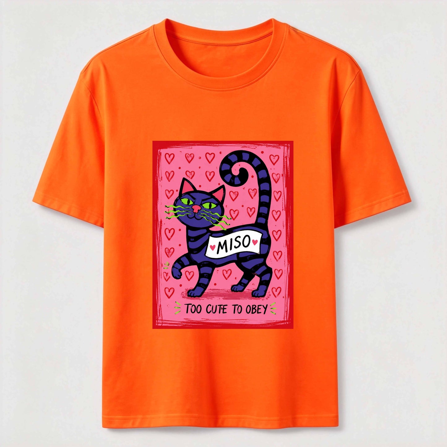 Mischievous Striped Cat Graphic T-Shirt