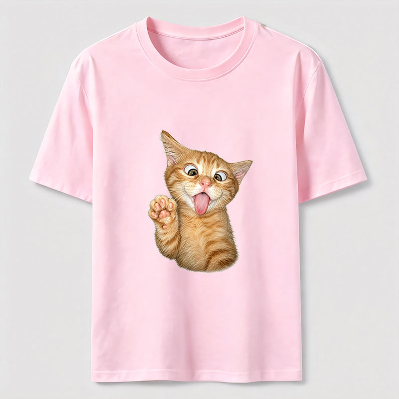 Funny Orange Kitten Wave Tee