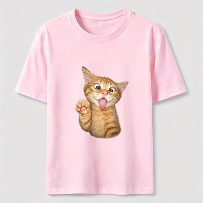 Funny Orange Kitten Wave Tee